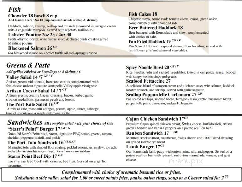 The Port Pub and Bistro - Subd B, NS menu_pic