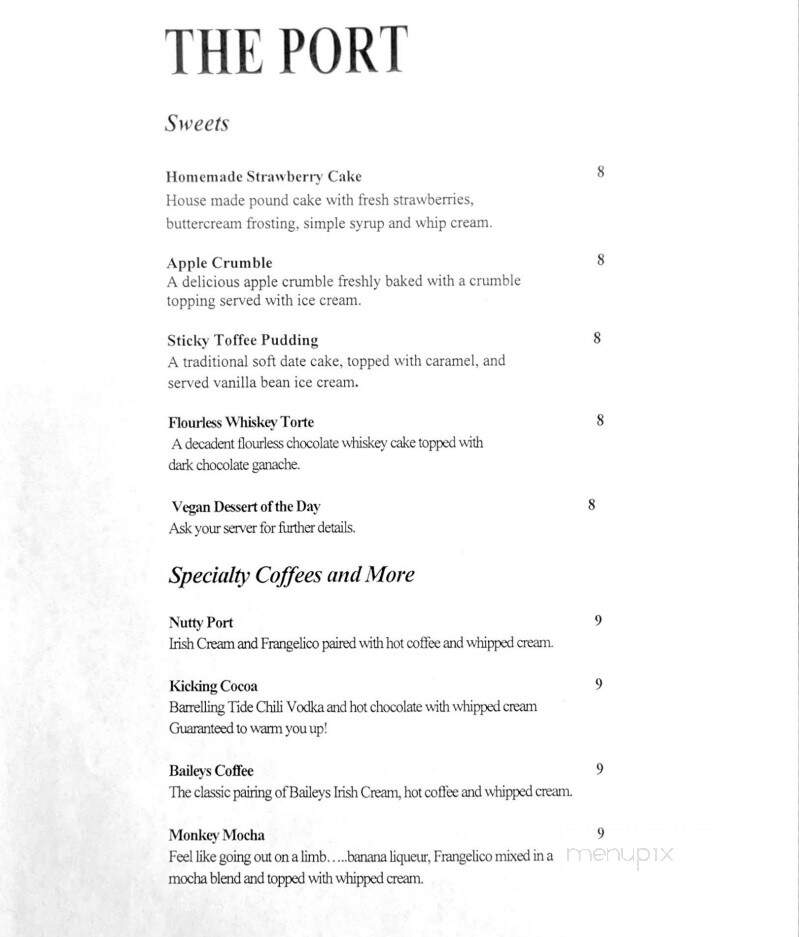 The Port Pub and Bistro - Subd B, NS menu_pic