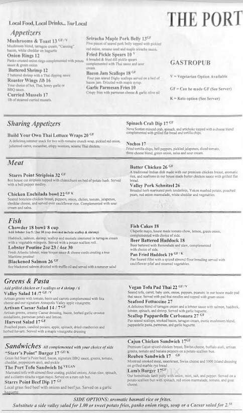 The Port Pub and Bistro - Subd B, NS menu_pic
