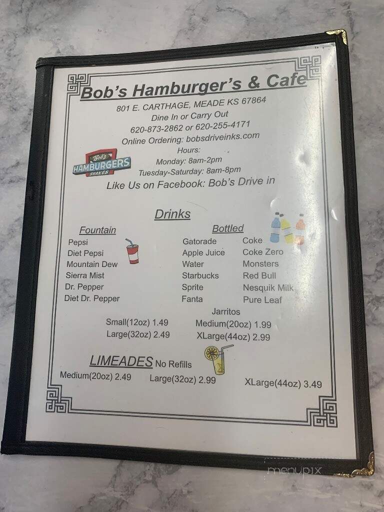 Bob's Drive-In Restaurant - Paducah, KY menu_pic