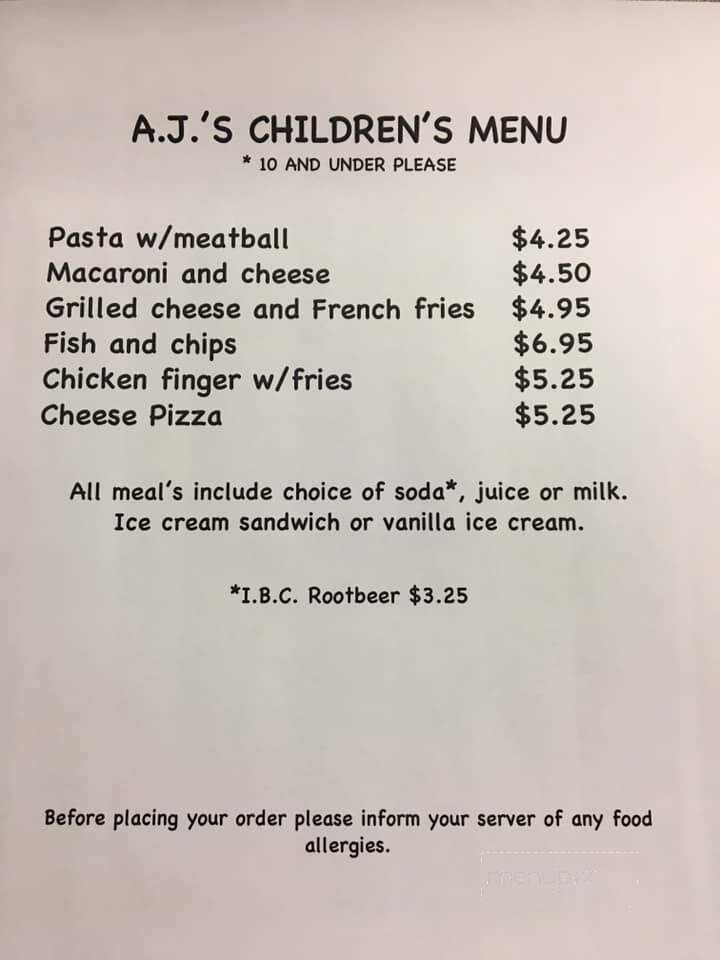 A J Tomaiolo Restaurant - Northborough, MA menu_pic