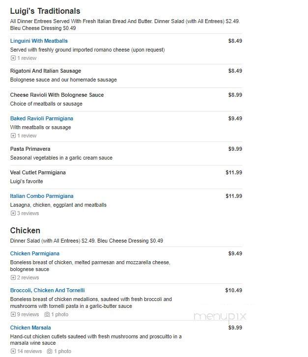 Cafe Luigi - Bedford, MA menu_pic