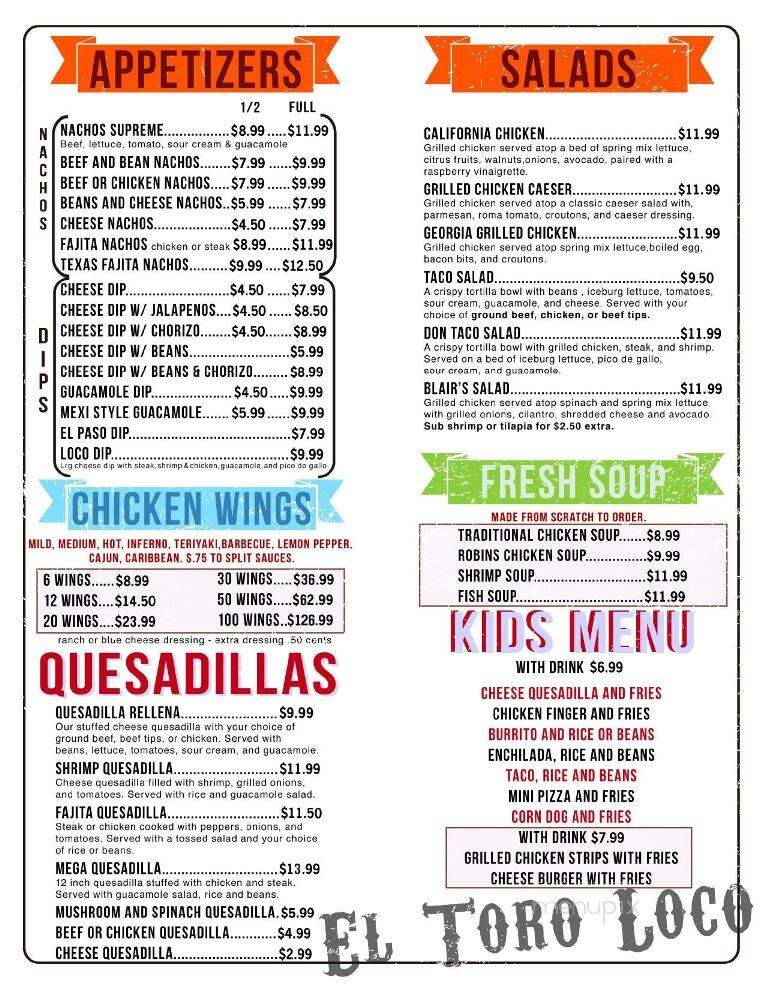 El Toro Loco - Griffin, GA menu_pic
