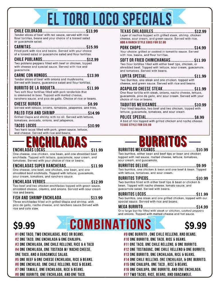 El Toro Loco - Griffin, GA menu_pic