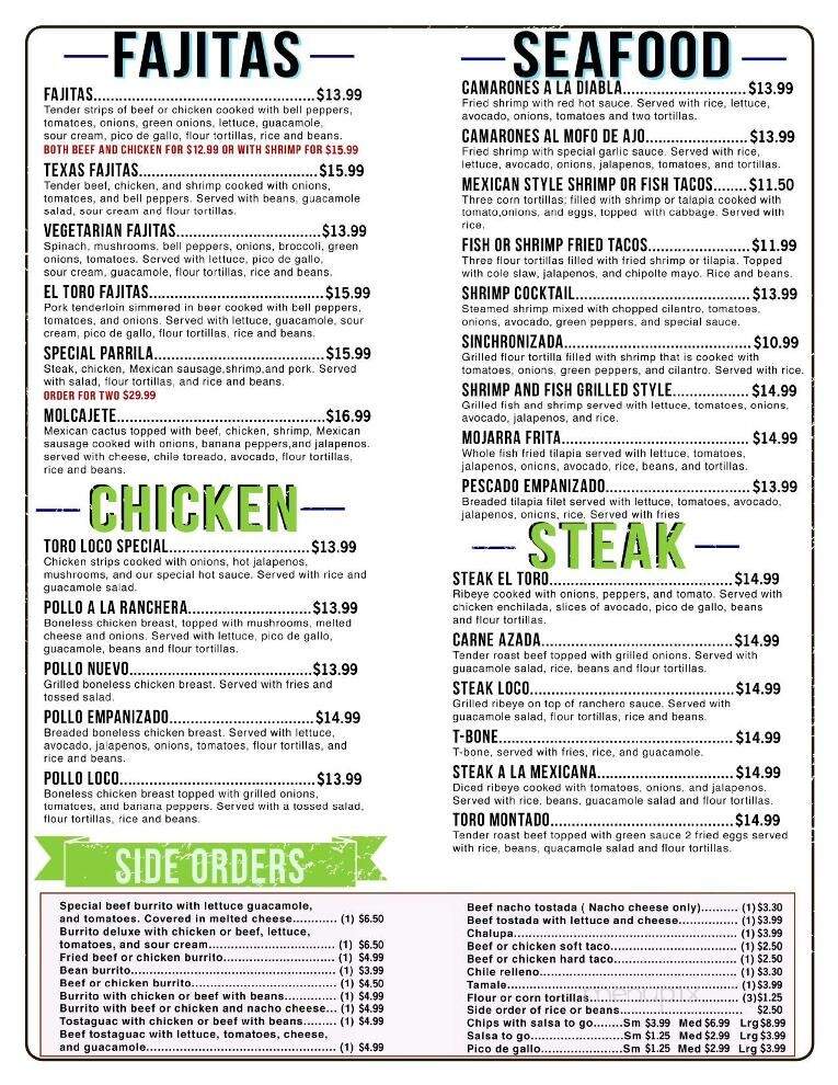 El Toro Loco - Griffin, GA menu_pic