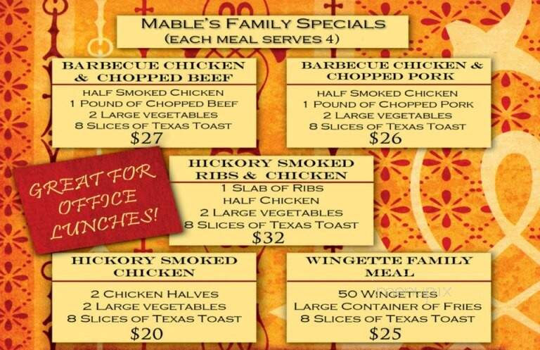 Mable's Barbeque Smoked Meat - Lithonia, GA menu_pic
