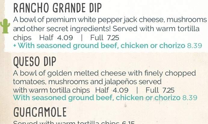 Rancho Grande Cantina - Parkville, MO menu_pic
