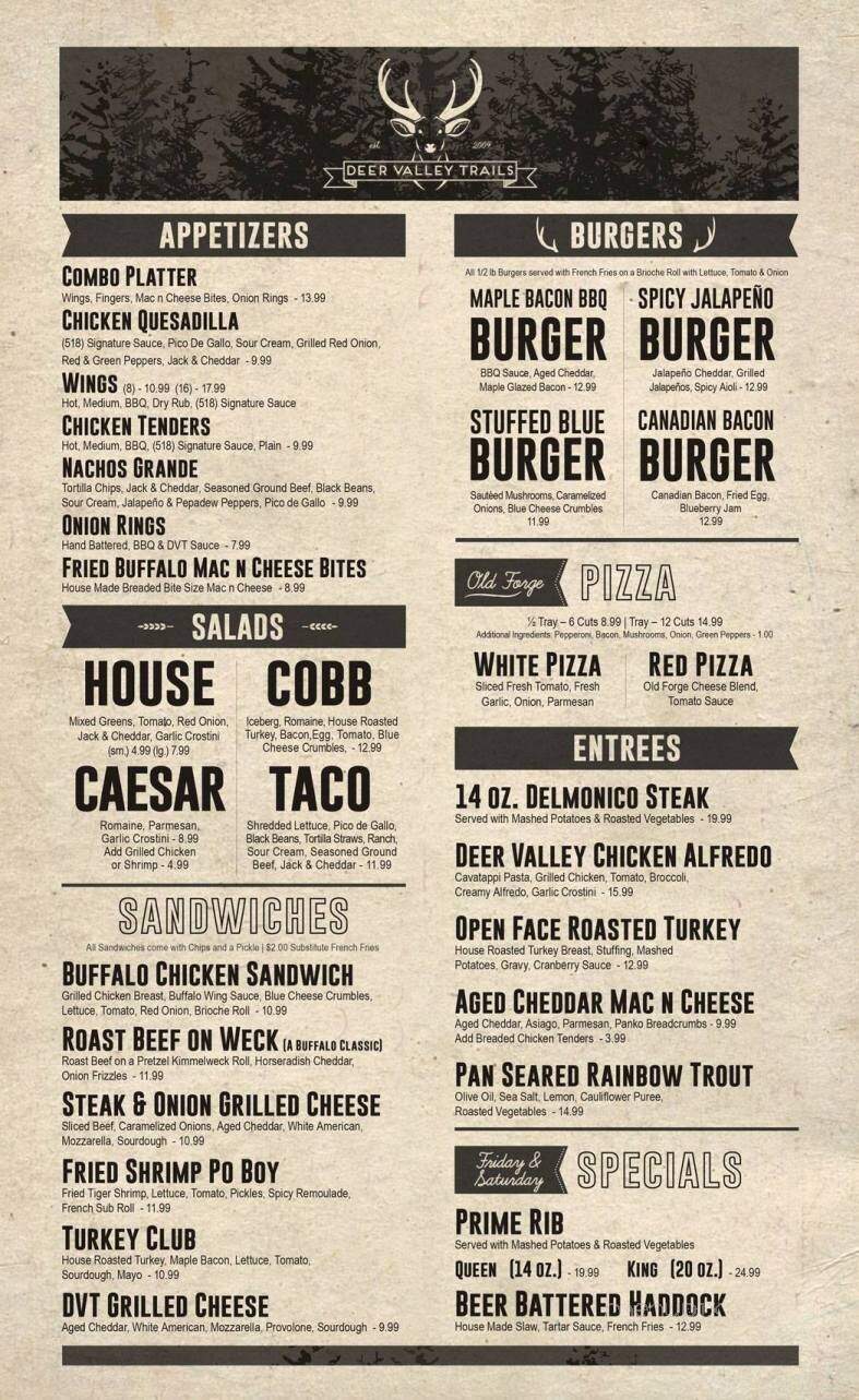 Deer Valley Trails - Saint Regis Falls, NY menu_pic
