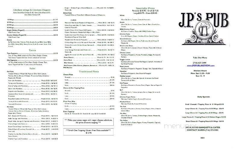 J P's Pub & Pizzeria - Lake View, NY menu_pic