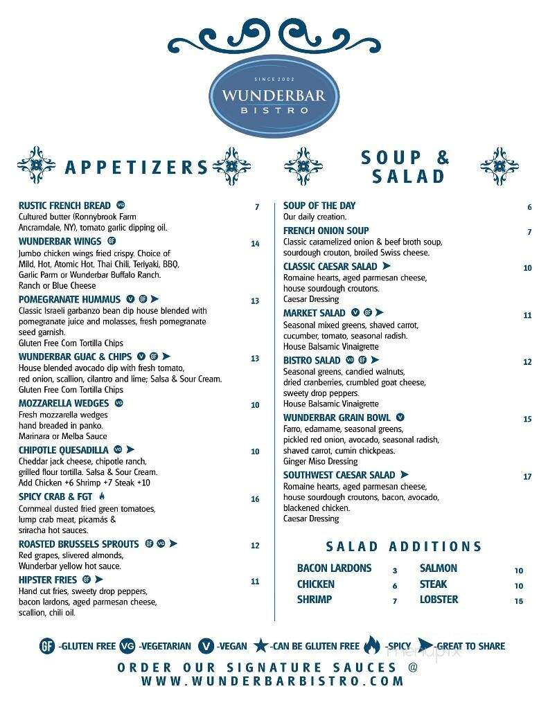 Wunderbar & Bistro - Hudson, NY menu_pic
