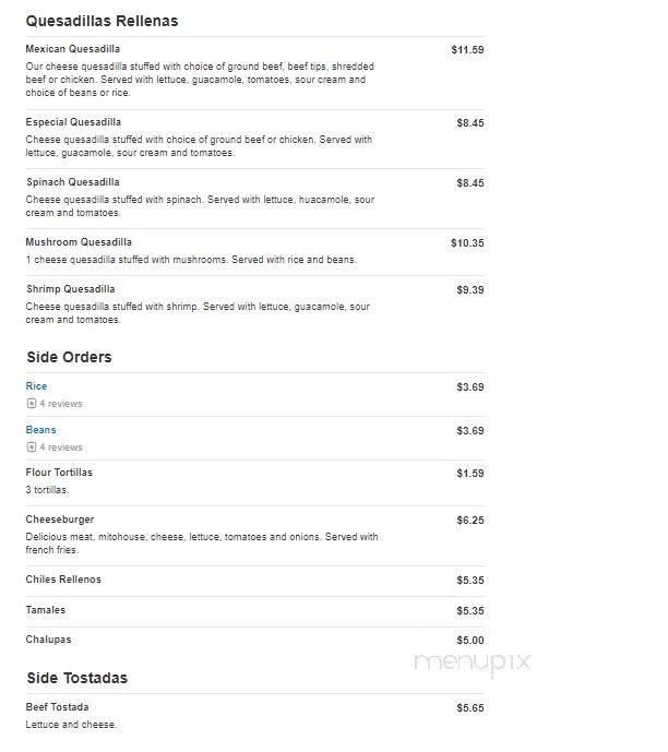 Dos Amigos - Hickory, NC menu_pic