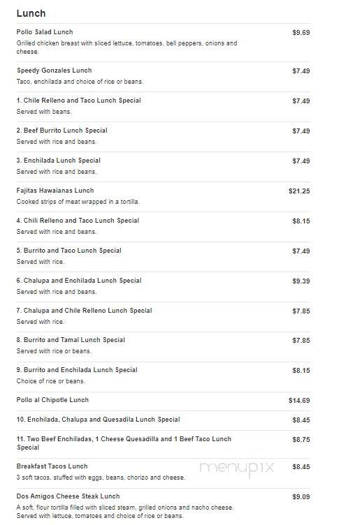 Dos Amigos - Hickory, NC menu_pic