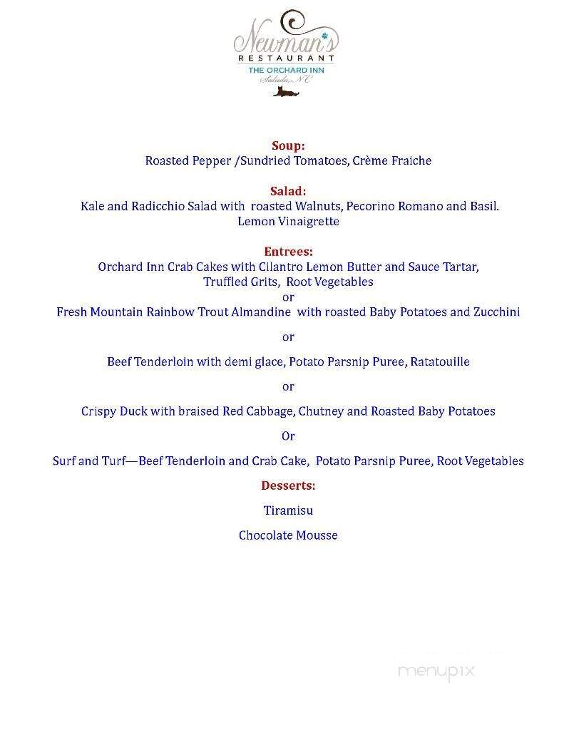 Orchard Inn - Saluda, NC menu_pic