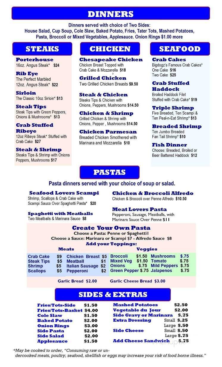 Bigdogz Grill - Johnstown, PA menu_pic