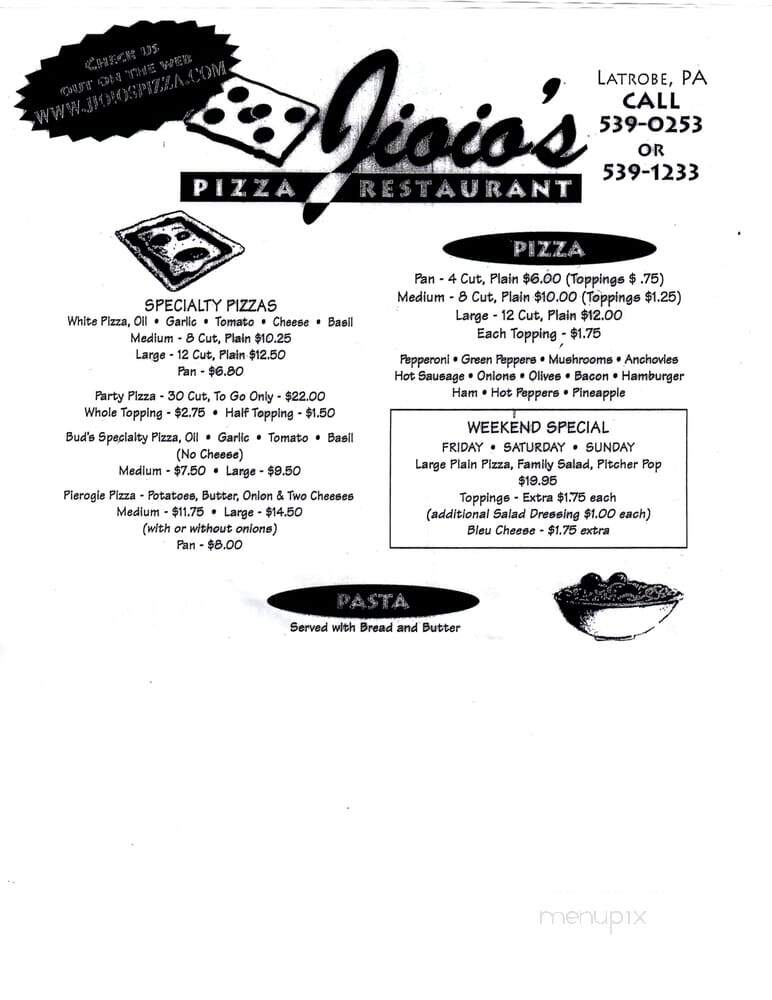 Jioio's Restaurant - Latrobe, PA menu_pic