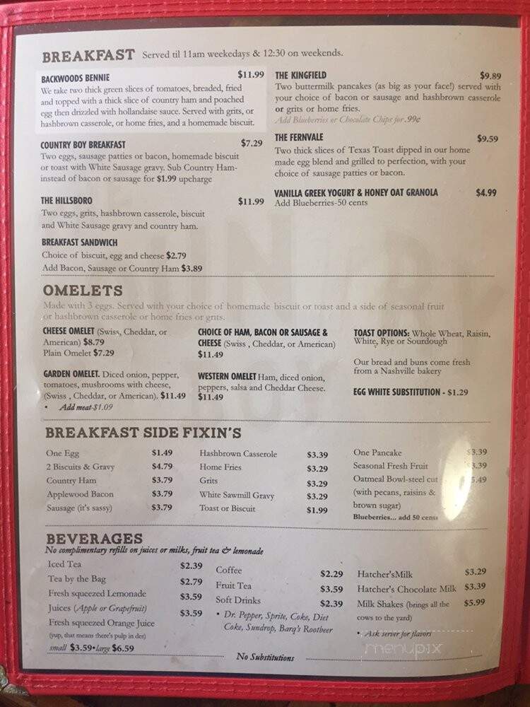 Country Boy Restaurant - Franklin, TN menu_pic