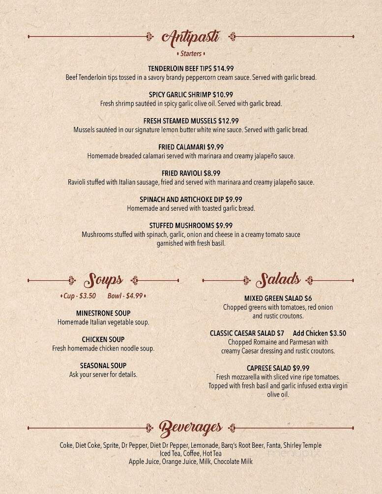 Don Camillo Italian Cuisine - Corinth, TX menu_pic