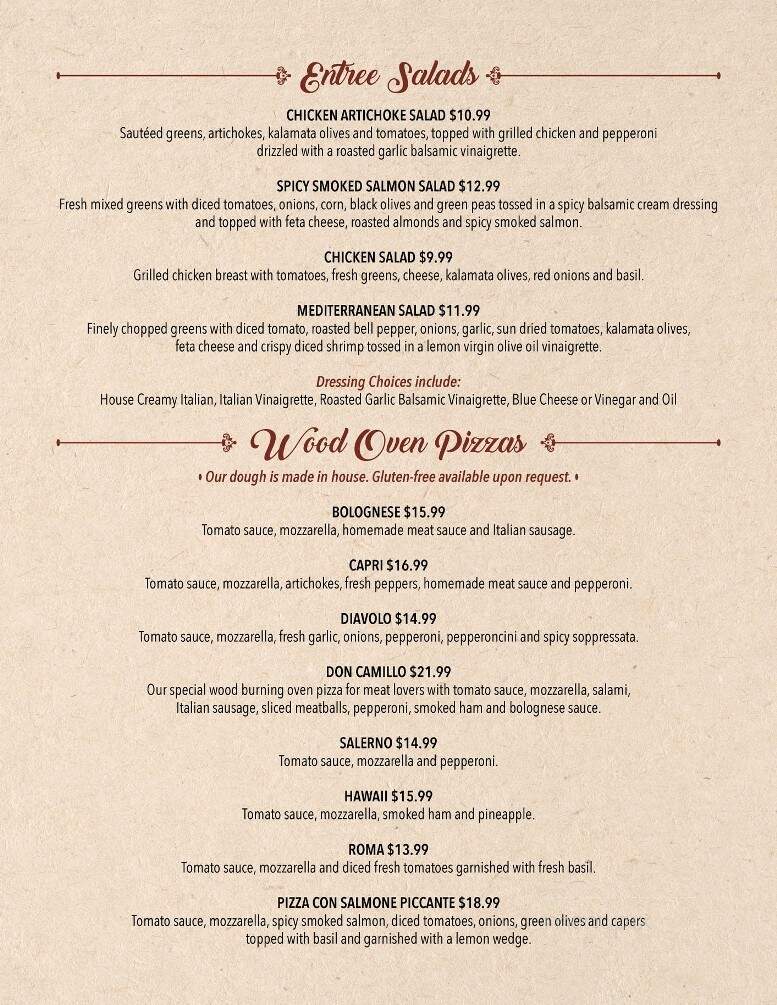 Don Camillo Italian Cuisine - Corinth, TX menu_pic