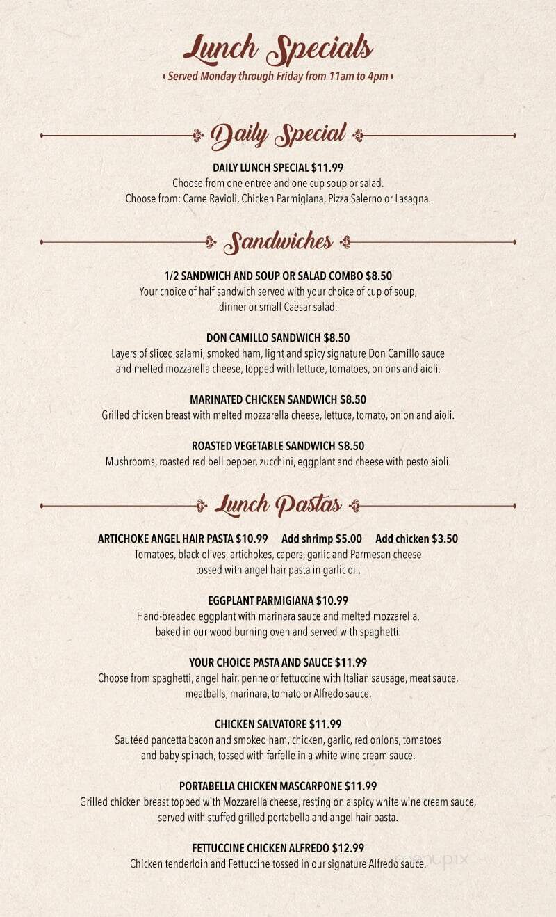 Don Camillo Italian Cuisine - Corinth, TX menu_pic