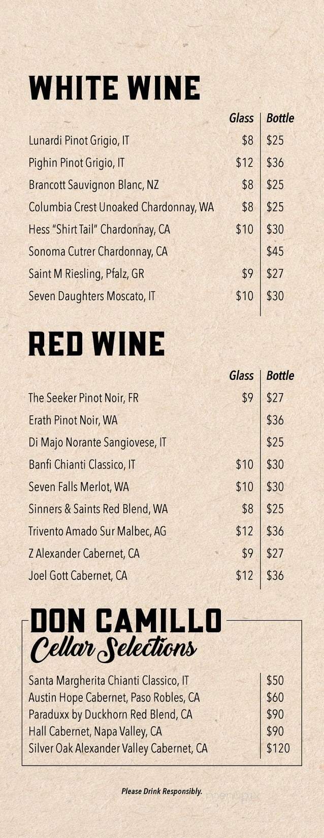 Don Camillo Italian Cuisine - Corinth, TX menu_pic