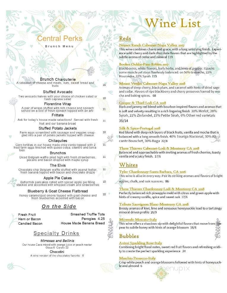 Central Perks - Marshall, TX menu_pic