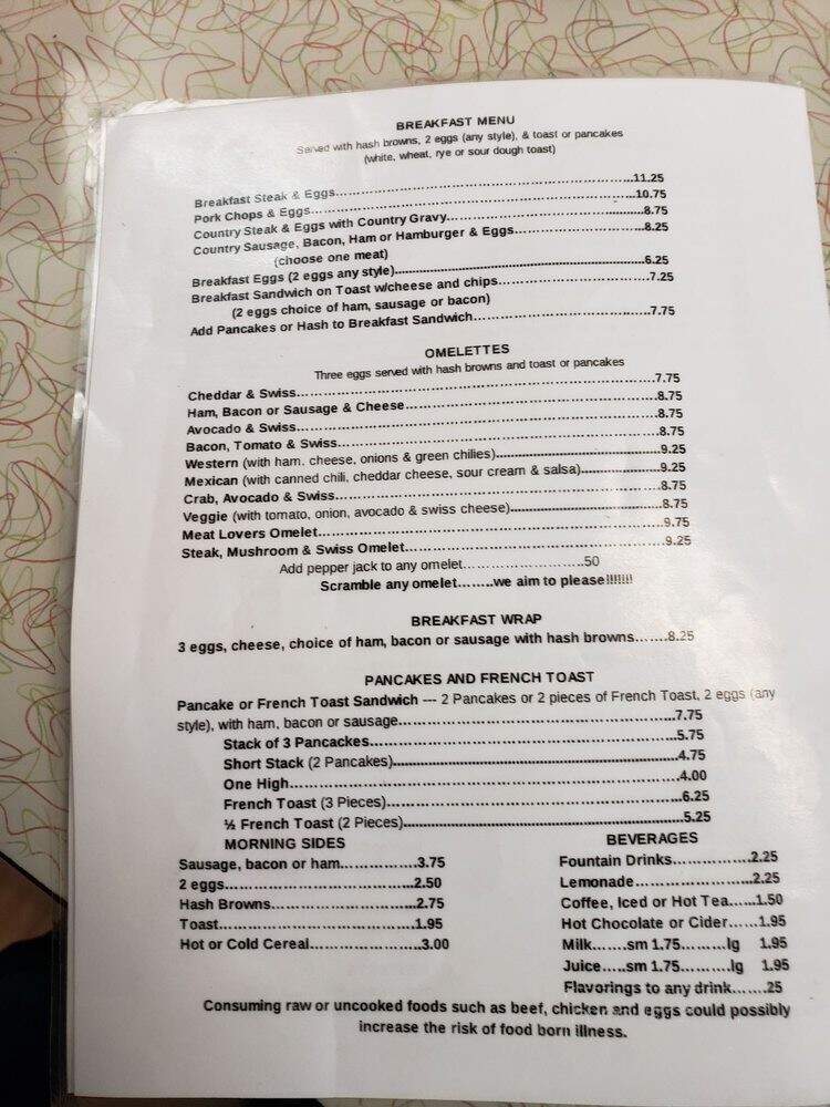 Parowan Cafe - Parowan, UT menu_pic