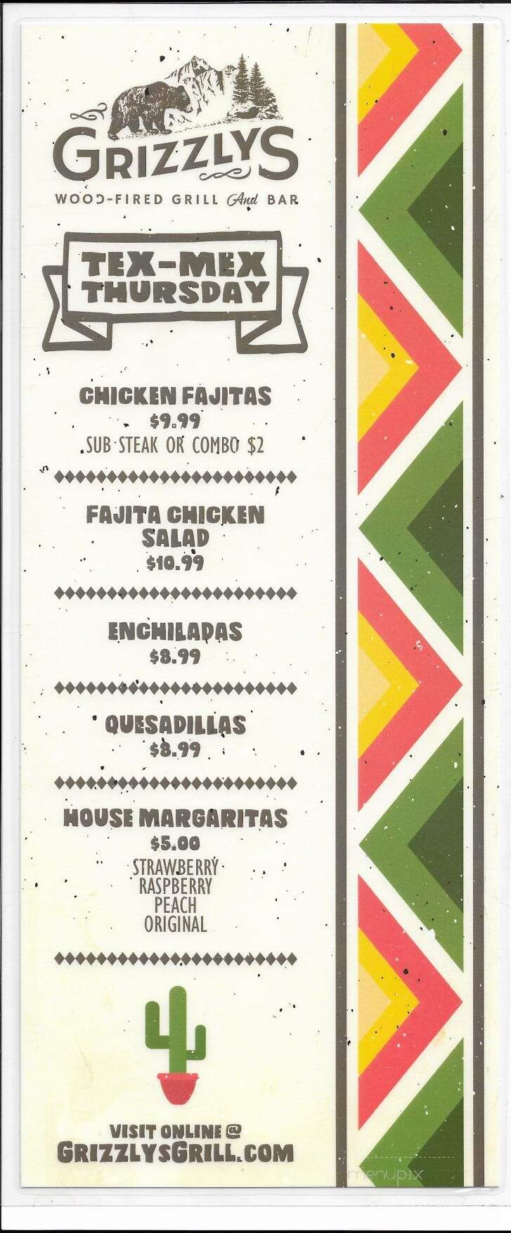 Grizzly's Grill N' Saloon - Superior, WI menu_pic