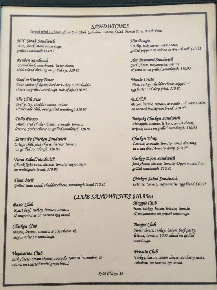 Magpie's Grill - La Canada Flintridge, CA menu_pic