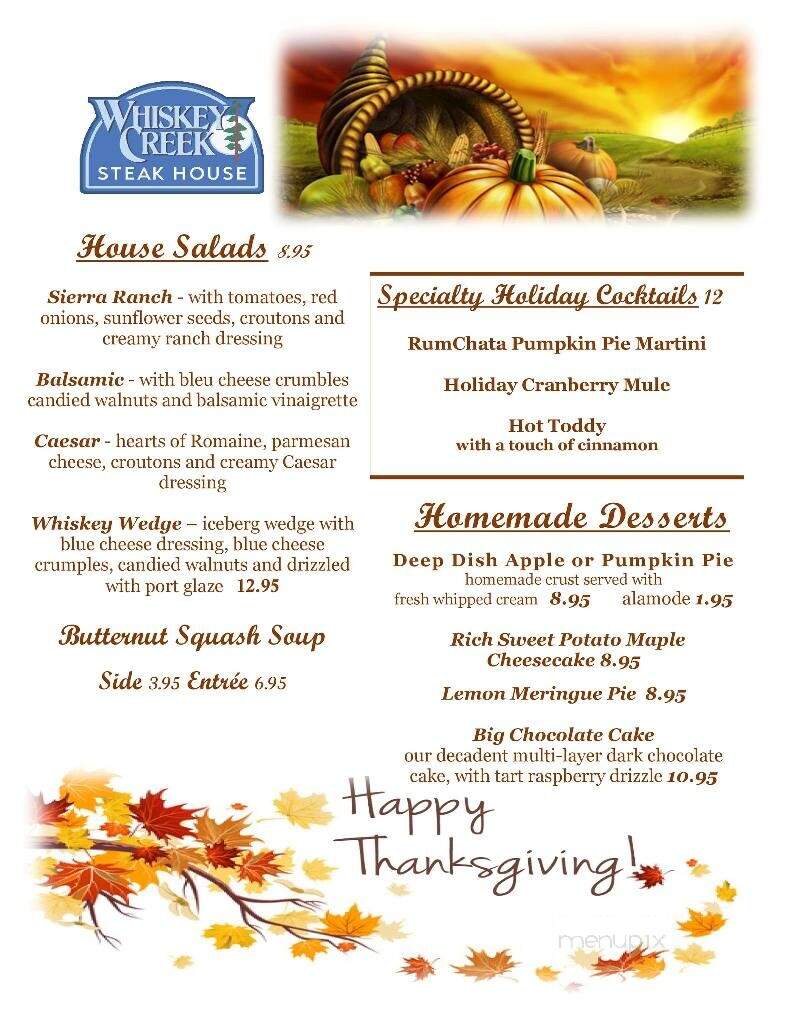 Whiskey Creek At Bishop - Bishop, CA menu_pic