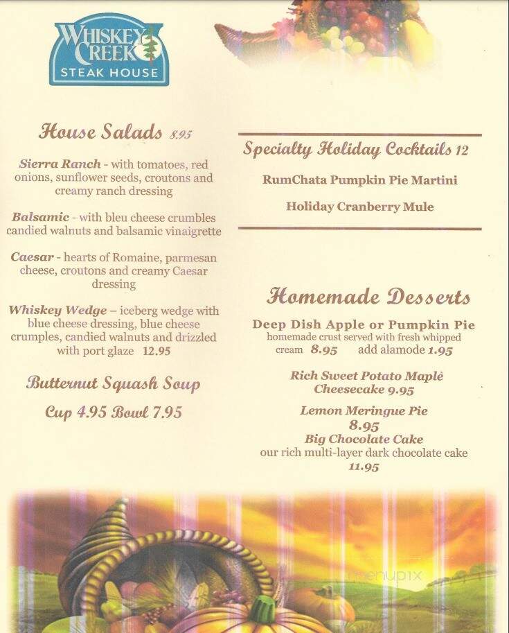 Whiskey Creek At Bishop - Bishop, CA menu_pic