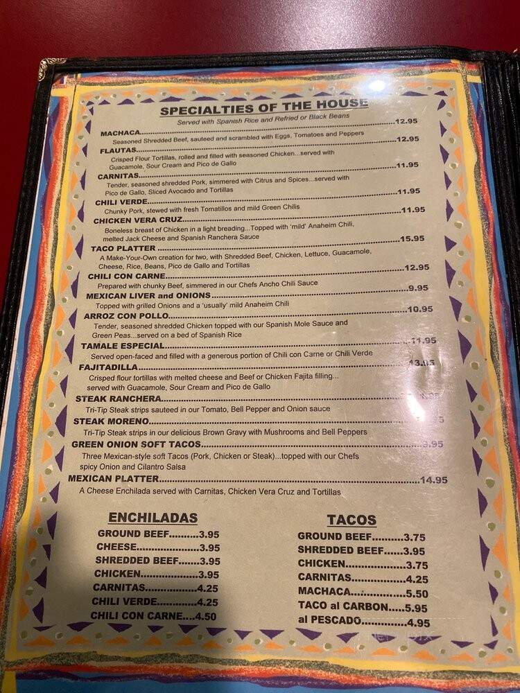 Green Onion Mexican Restaurant - San Pedro, CA menu_pic