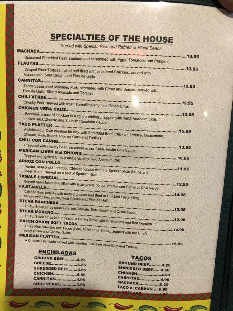Green Onion Mexican Restaurant - San Pedro, CA menu_pic