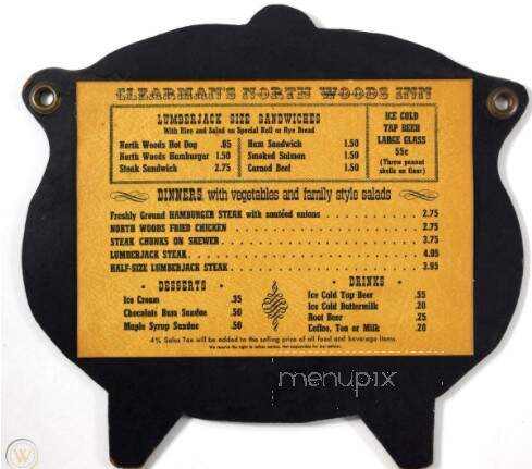 Clearman's North Woods Inn - La Mirada, CA menu_pic