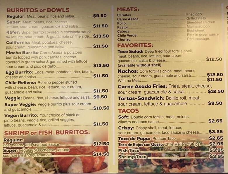 Taqueria Davis - Davis, CA menu_pic