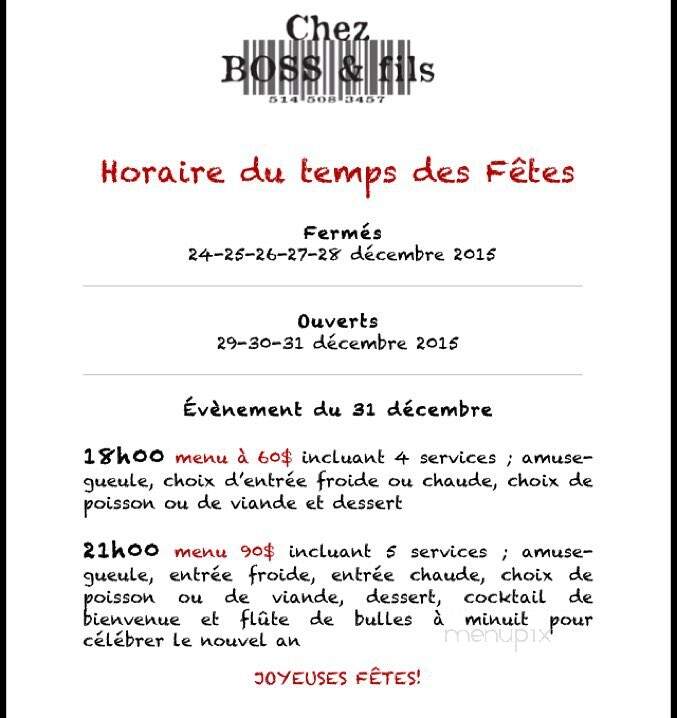 Chez Boss & Fils - Verdun, QC