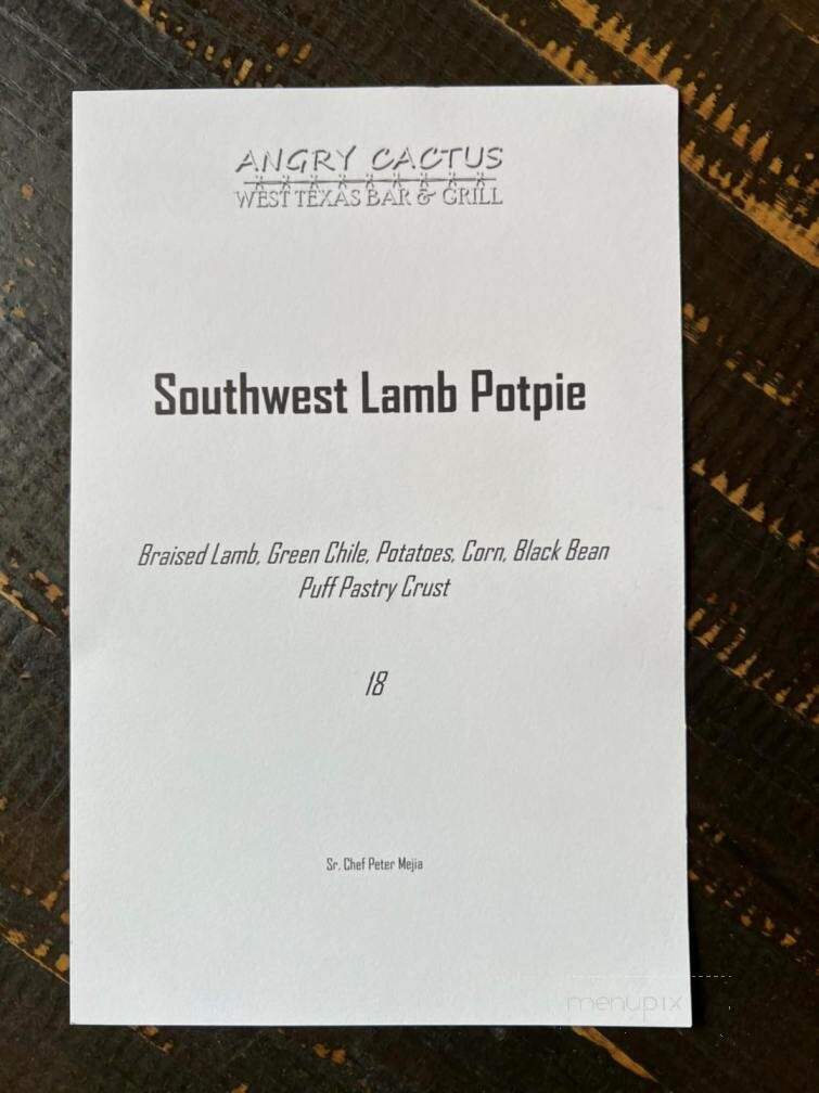 Angry Cactus - San Angelo, TX menu_pic