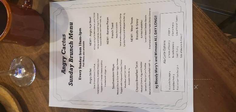 Angry Cactus - San Angelo, TX menu_pic
