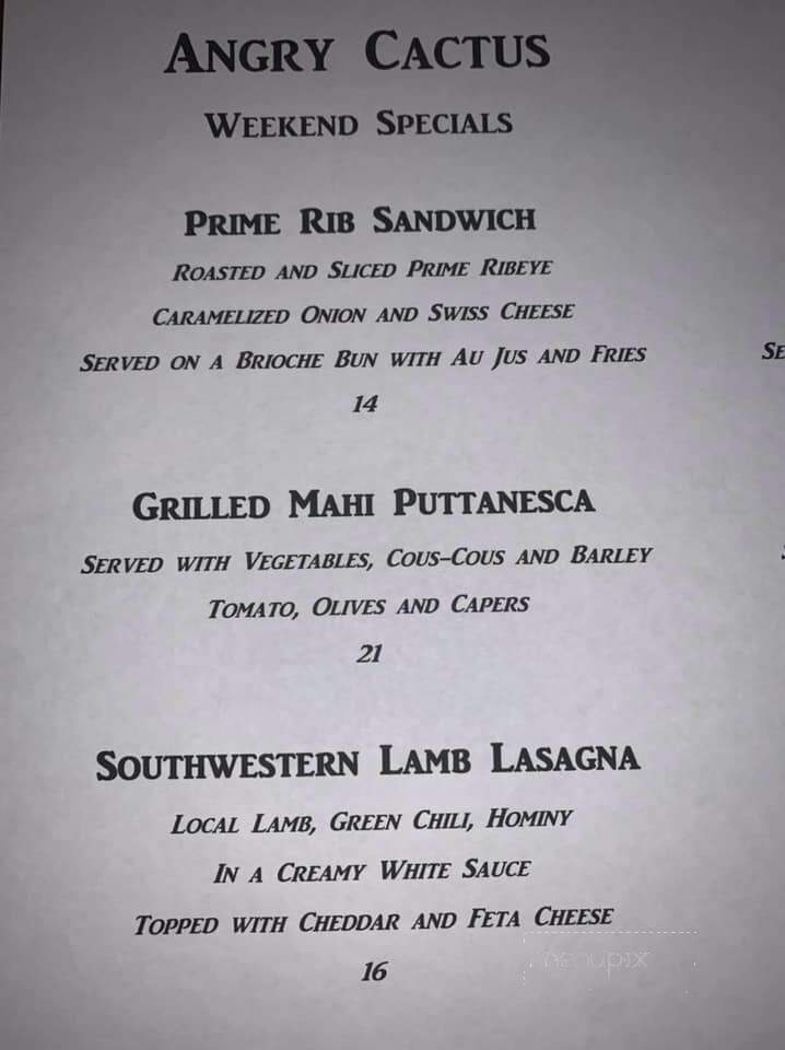 Angry Cactus - San Angelo, TX menu_pic