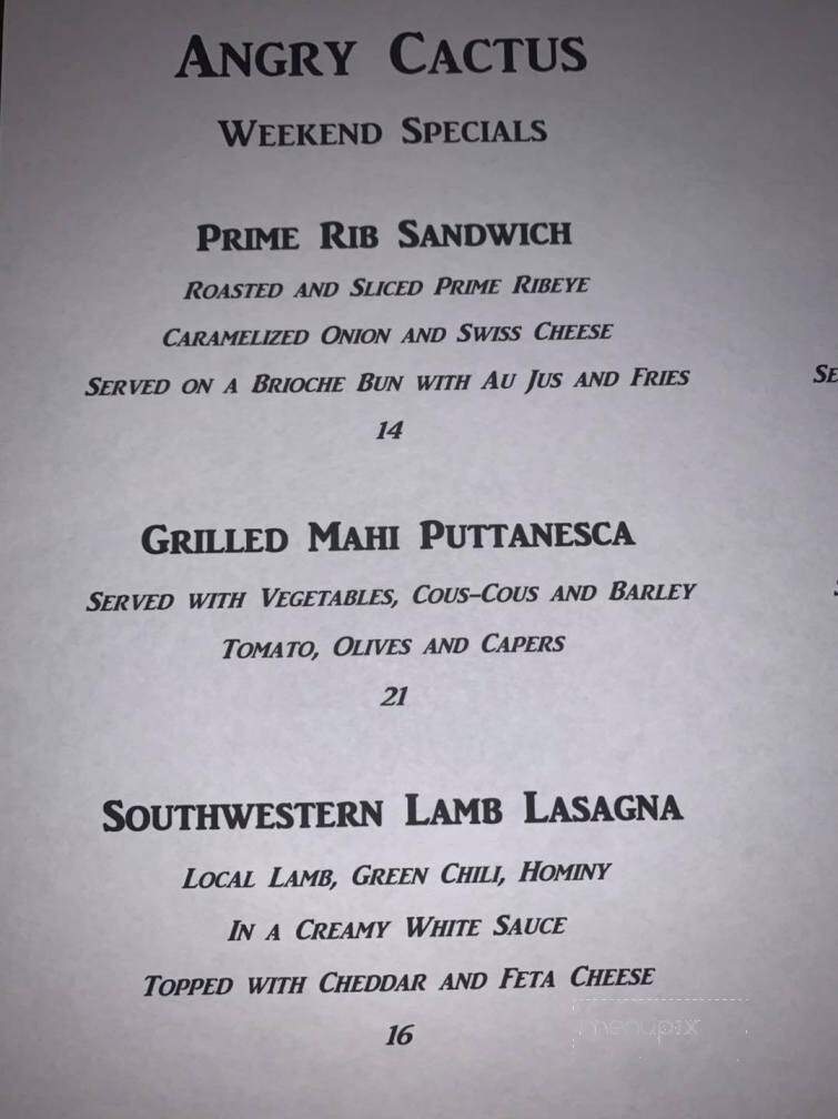 Angry Cactus - San Angelo, TX menu_pic