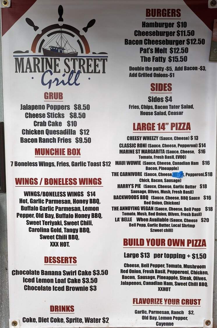 Marine Street Grill - Carrabelle, FL menu_pic