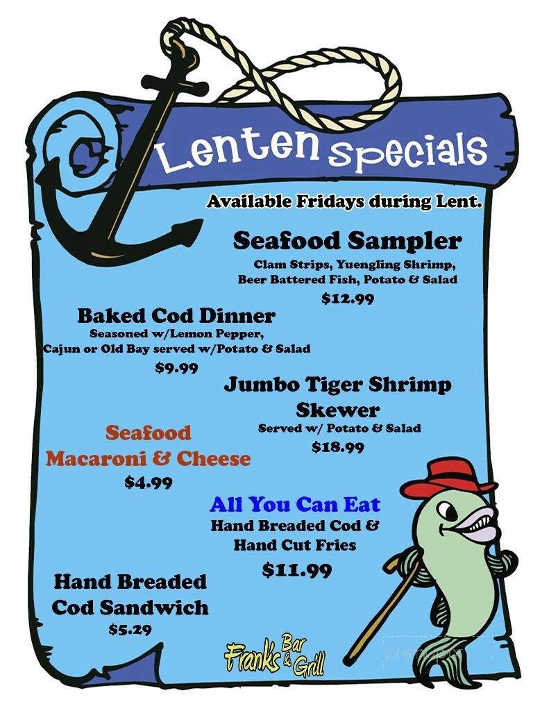 Frank's Bar & Grill - Bloomingdale, OH menu_pic