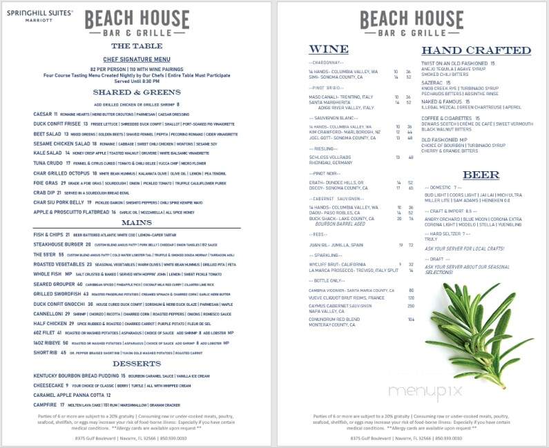 Beach House Bar and Grill - Navarre, FL menu_pic