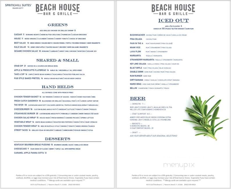 Beach House Bar and Grill - Navarre, FL menu_pic
