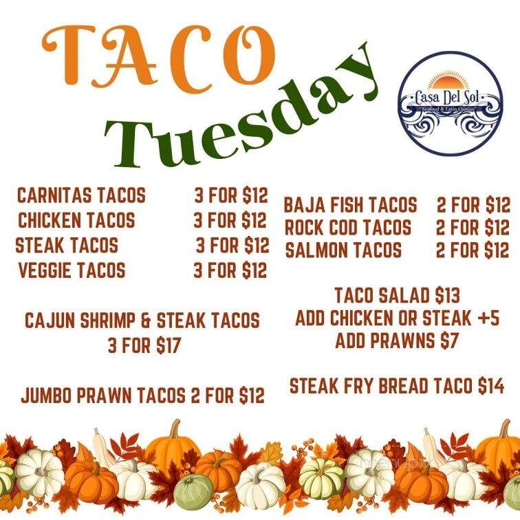 Casa Del Sol - Fort Bragg, CA menu_pic