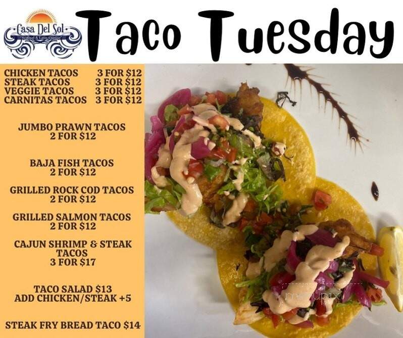 Casa Del Sol - Fort Bragg, CA menu_pic