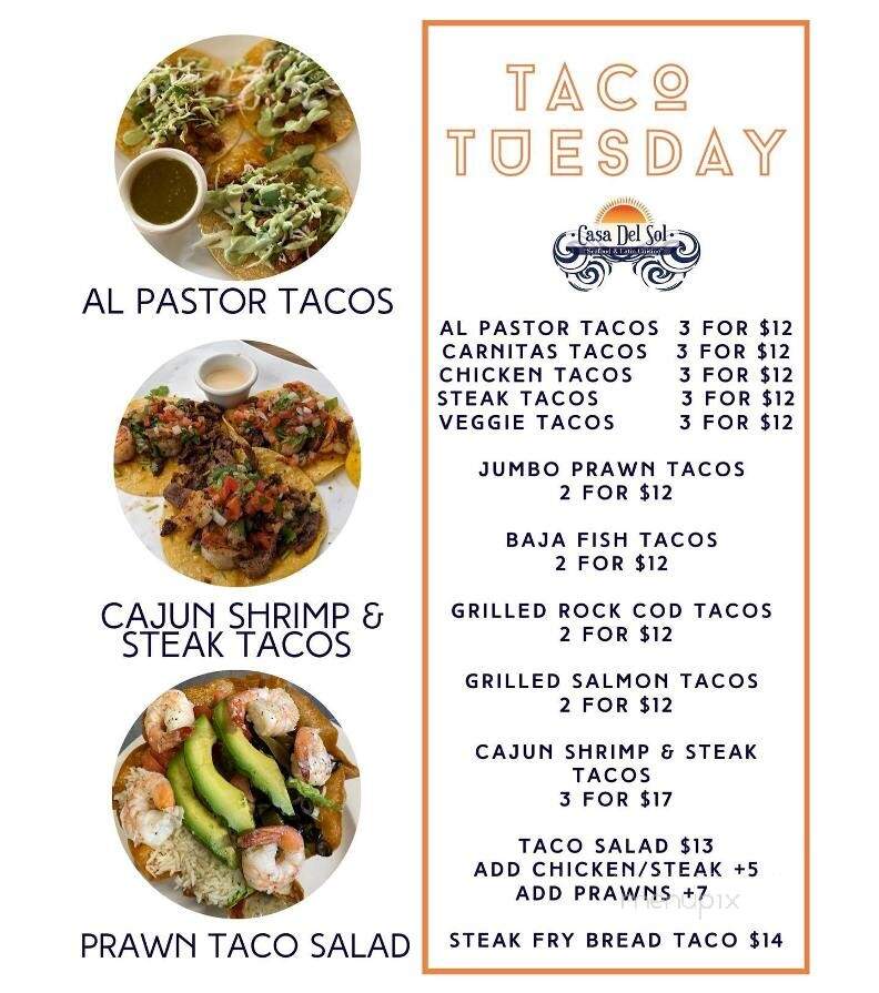 Casa Del Sol - Fort Bragg, CA menu_pic