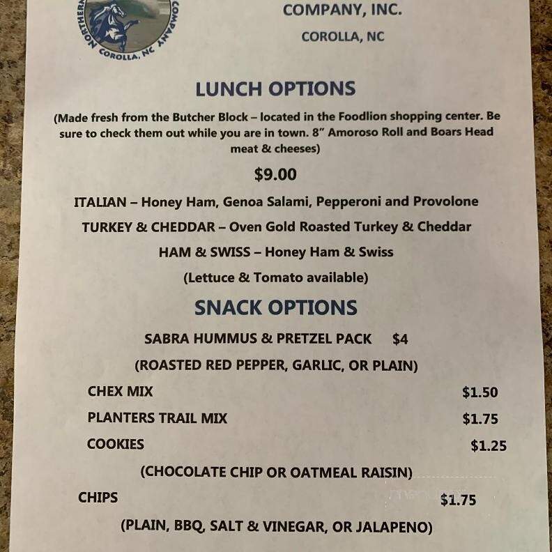 Northern Outer Banks Brewing Company - Corolla, NC menu_pic