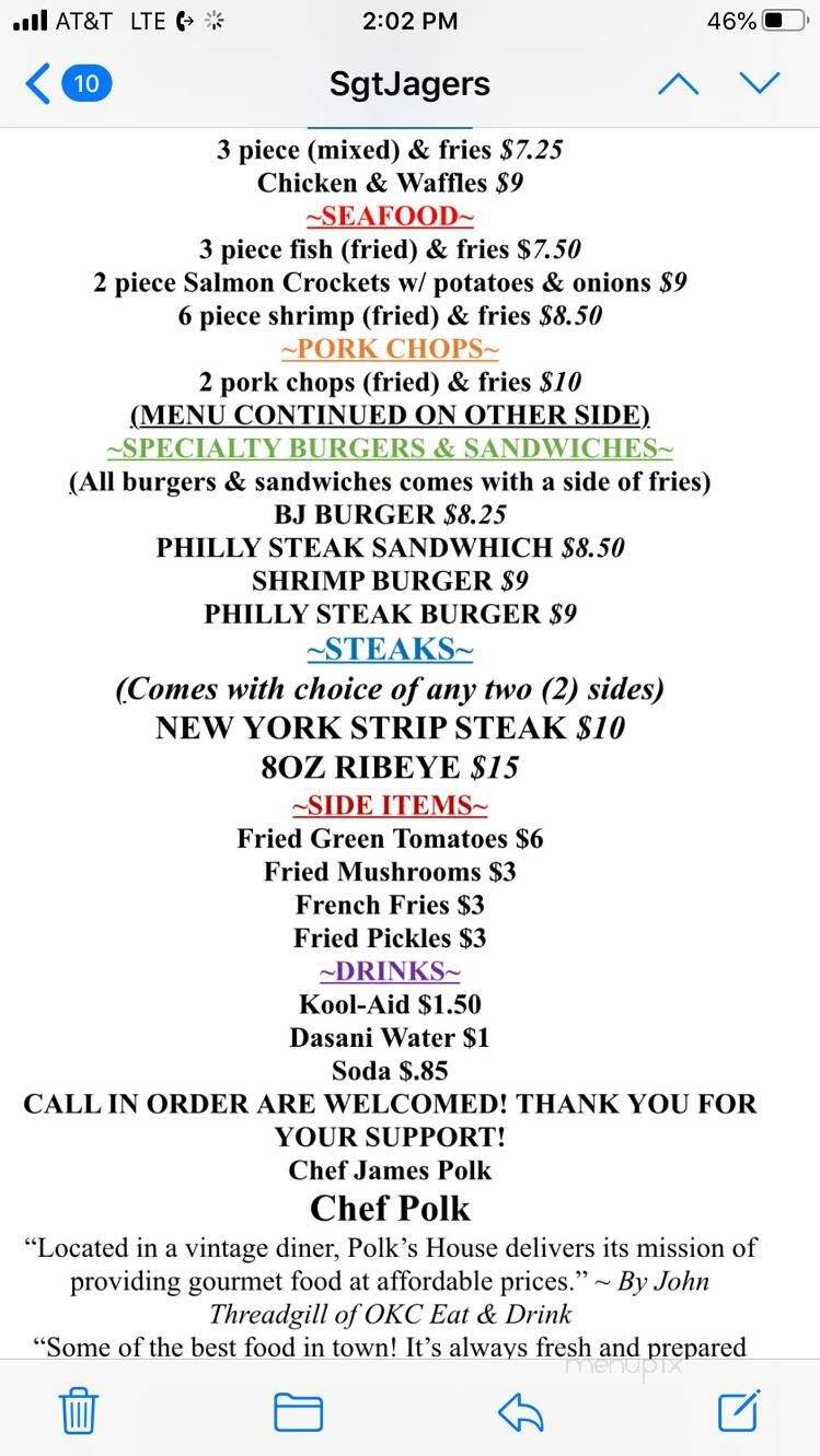 Polks House - Oklahoma City, OK menu_pic