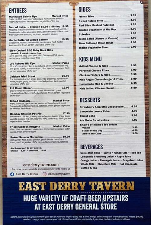 East Derry Tavern - Derry, NH menu_pic