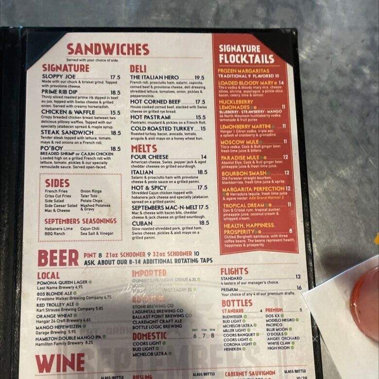September's Taproom & Eatery - Rialto, CA menu_pic
